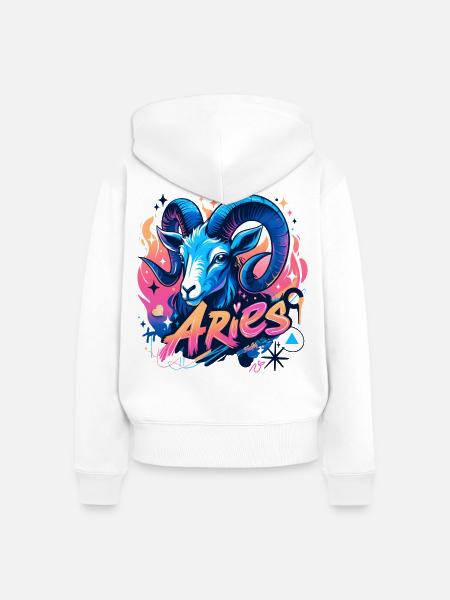 Widder – Sternzeichen – 🔮 ♈ - Frauen Premium Bio Zip Hoodie - Weiß
