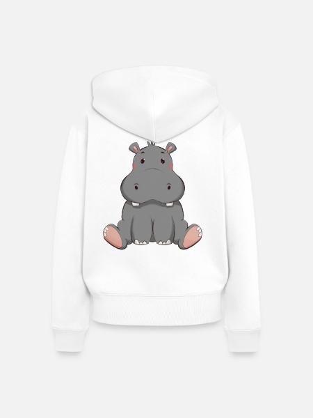 Nilpferd - Frauen Premium Bio Zip Hoodie - Weiß