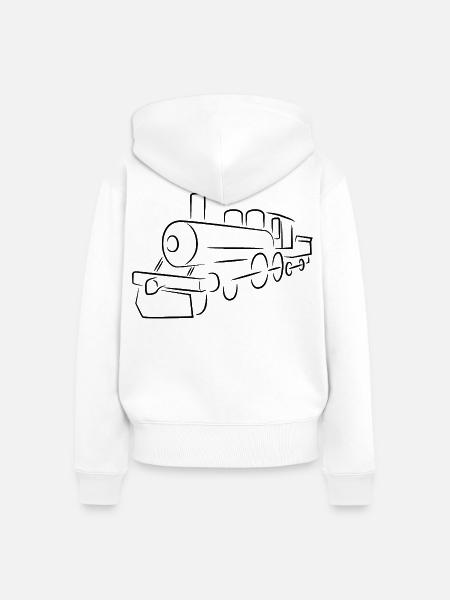 Lokomotive Skizze - Frauen Premium Bio Zip Hoodie - Weiß