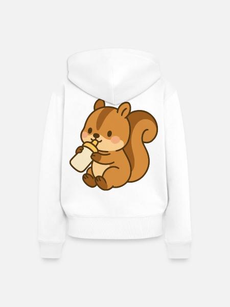 Fläschchen-Flauschehörnchen - Frauen Premium Bio Zip Hoodie - Weiß