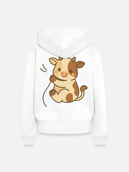 Kuschelkalb-Charme - Frauen Premium Bio Zip Hoodie - Weiß
