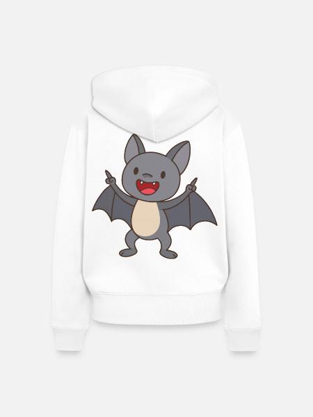 Happy Bat Baby - Frauen Premium Bio Zip Hoodie - Weiß
