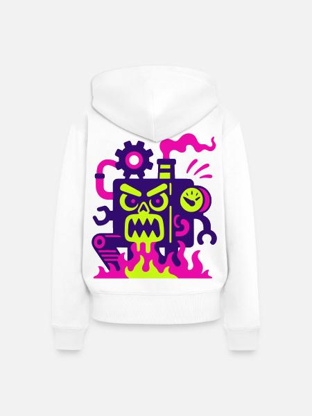 Monster Machine on Fire - Frauen Premium Bio Zip Hoodie - Weiß