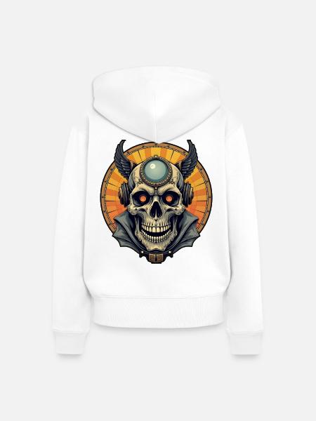 Der geflügelte Schädel. - Frauen Premium Bio Zip Hoodie - Weiß