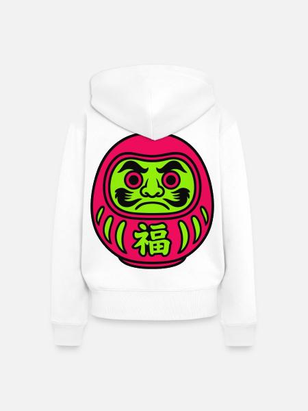 Daruma by FANMAN! - Frauen Premium Bio Zip Hoodie - Weiß