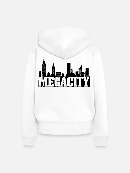 Die schwarze Megalopolis - Frauen Premium Bio Zip Hoodie - Weiß