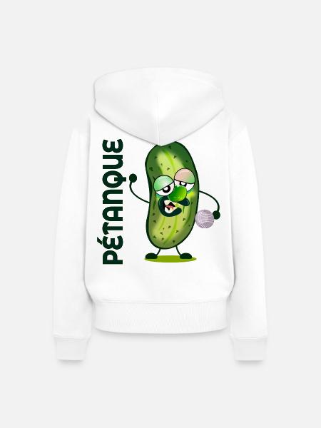 Pétanque-Gurken - Frauen Premium Bio Zip Hoodie - Weiß