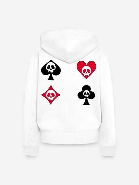 Totenköpfe und Kartenspiel - Frauen Premium Bio Zip Hoodie - Weiß