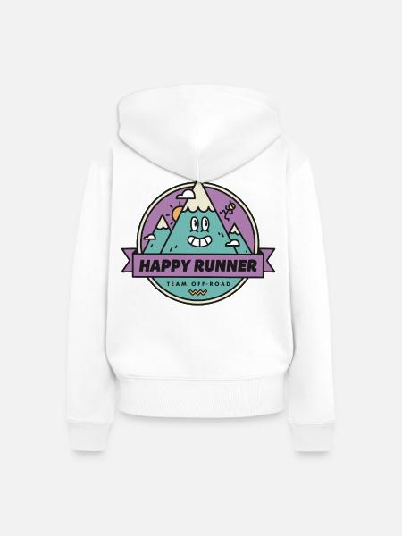 Glücklicher Läufer - Frauen Premium Bio Zip Hoodie - Weiß