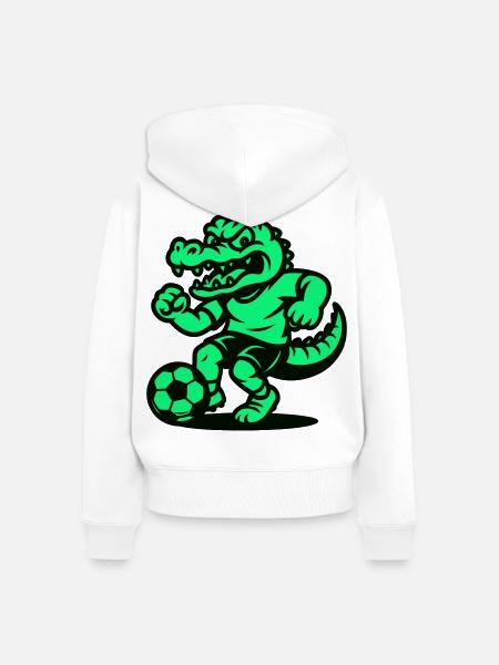 Fußball Kroko - Frauen Premium Bio Zip Hoodie - Weiß