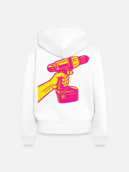 Heimwerker Pop-Art - Frauen Premium Bio Zip Hoodie - Weiß