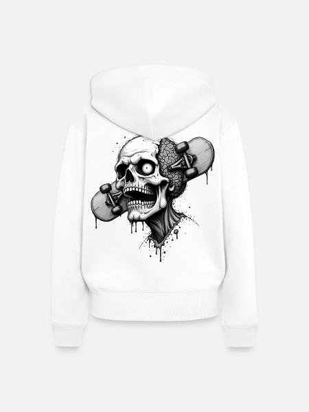 Skate Zombie - Frauen Premium Bio Zip Hoodie - Weiß