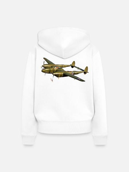 P-38 Lightning - Frauen Premium Bio Zip Hoodie - Weiß
