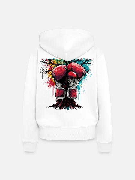 Boxhandschuhe boxing champion baum - Frauen Premium Bio Zip Hoodie - Weiß