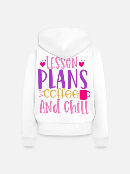 Unterrichtspläne, Kaffee und Entspannung - Frauen Premium Bio Zip Hoodie - Weiß