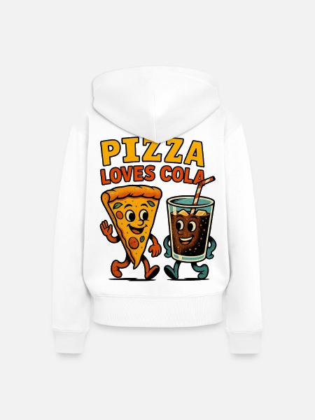 Pizza und Cola Happy Duo Design - Frauen Premium Bio Zip Hoodie - Weiß