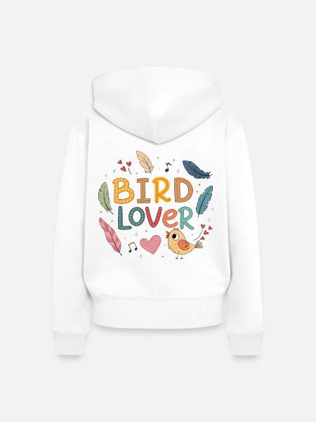 Zartes Vogelliebhaber-Design - Frauen Premium Bio Zip Hoodie - Weiß