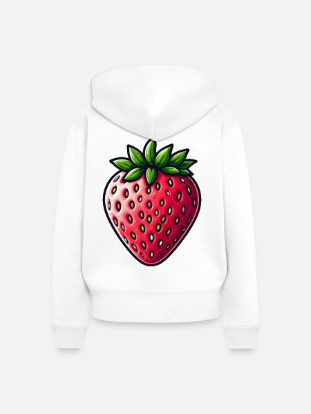 Erdbeerkunst Pop Art - Frauen Premium Bio Zip Hoodie - Weiß