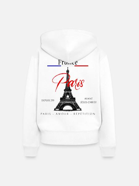 Paris Stadt der Liebe - Frauen Premium Bio Zip Hoodie - Weiß