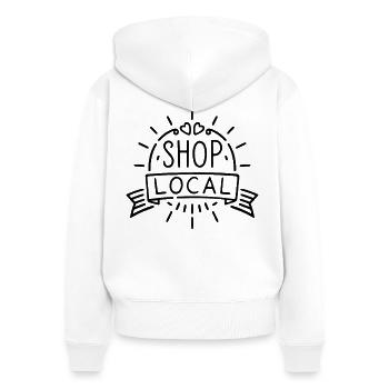 Kaufen Sie lokale Unterstützung für kleine Unternehmen ein - Frauen Premium Bio Zip Hoodie - Weiß - Hinten - AI Model Female 172 light (172cm)