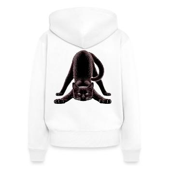 Chat noir en posture de yoga - Sweat à capuche zippé Premium bio Femme - blanc - Dos - AI Model Female 172 light (172cm)