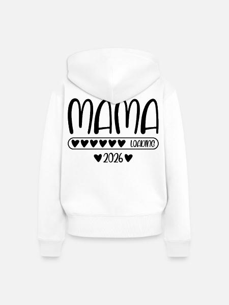 Mama 2026 loading - Frauen Premium Bio Zip Hoodie - Weiß