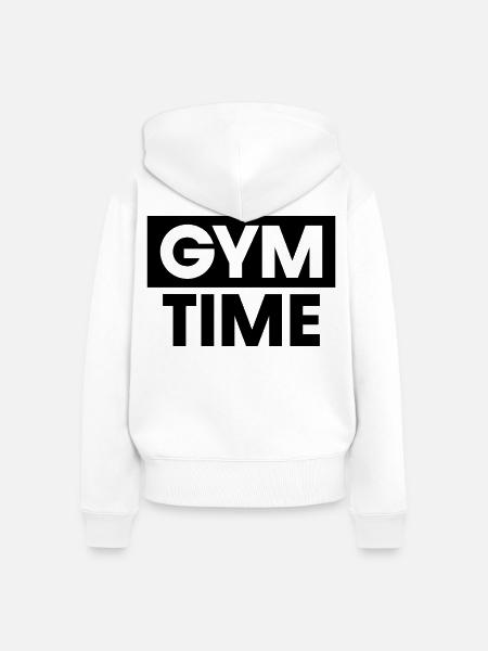 Zeit im Fitnessstudio - Frauen Premium Bio Zip Hoodie - Weiß