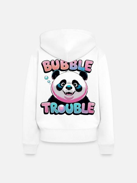 Verspielter Panda Bubbel Glasdruck - Frauen Premium Bio Zip Hoodie - Weiß
