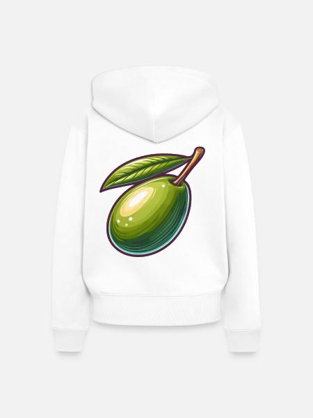 Olivenillustration detailliert - Frauen Premium Bio Zip Hoodie - Weiß