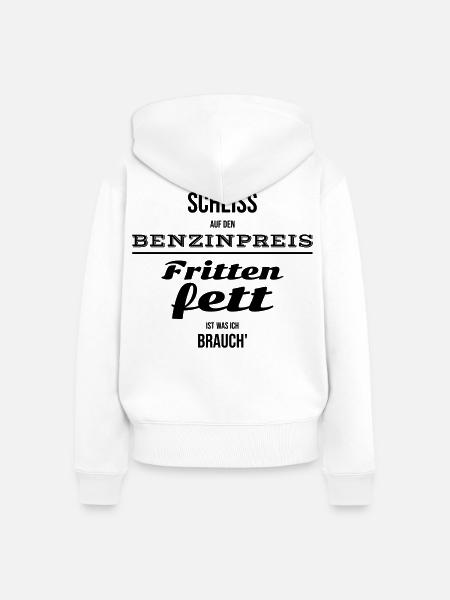 Ohne Frittenfett ist Pommesstopp - Frauen Premium Bio Zip Hoodie - Weiß