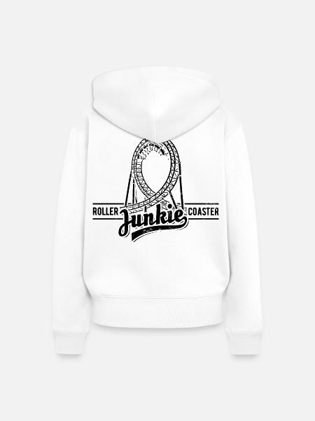 Rollercoaster Junkie - Achterbahn - Looping - Frauen Premium Bio Zip Hoodie - Weiß