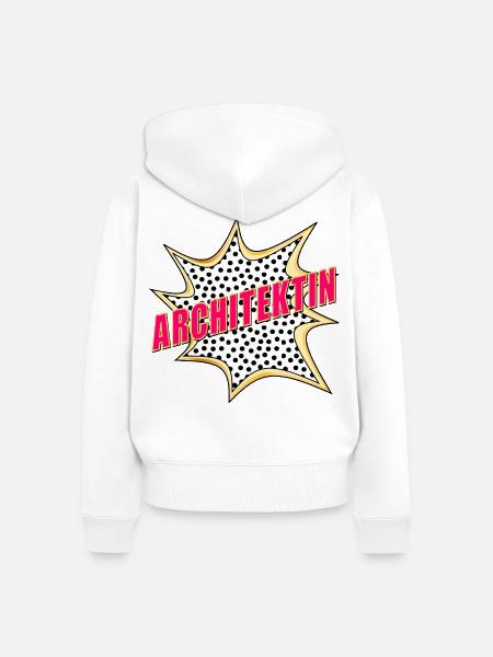 BAULEITUNG ARCHITEKTIN POP-ART - Frauen Premium Bio Zip Hoodie - Weiß