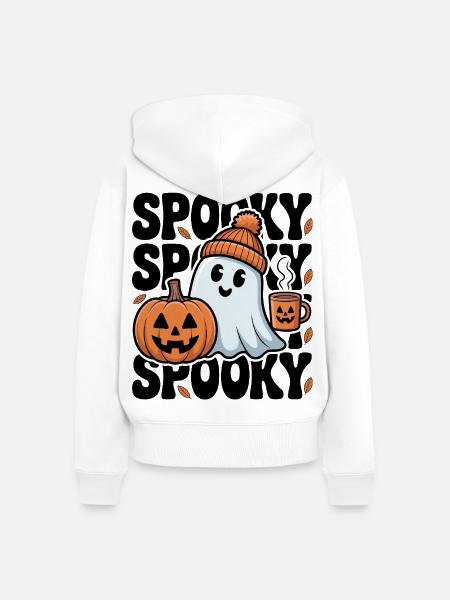 Halloween Spooky Ghost - Frauen Premium Bio Zip Hoodie - Weiß