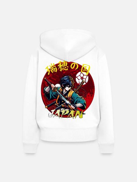 Samurai Kids - Frauen Premium Bio Zip Hoodie - Weiß