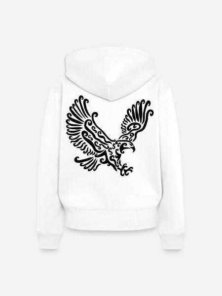 Schwarzer Adler - Frauen Premium Bio Zip Hoodie - Weiß