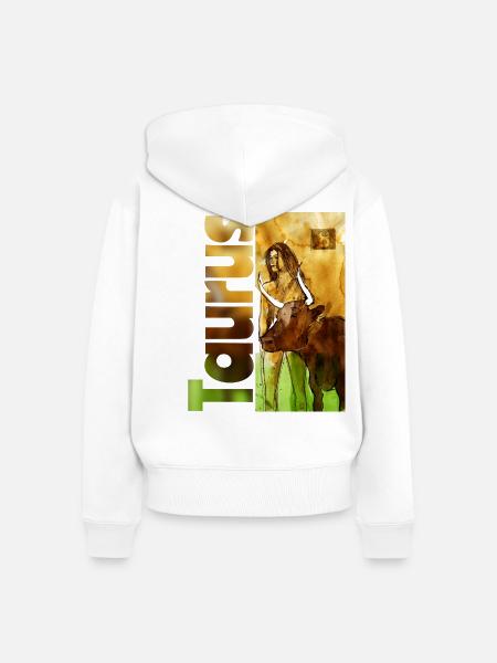 Sternzeichen Stier  - Frauen Premium Bio Zip Hoodie - Weiß