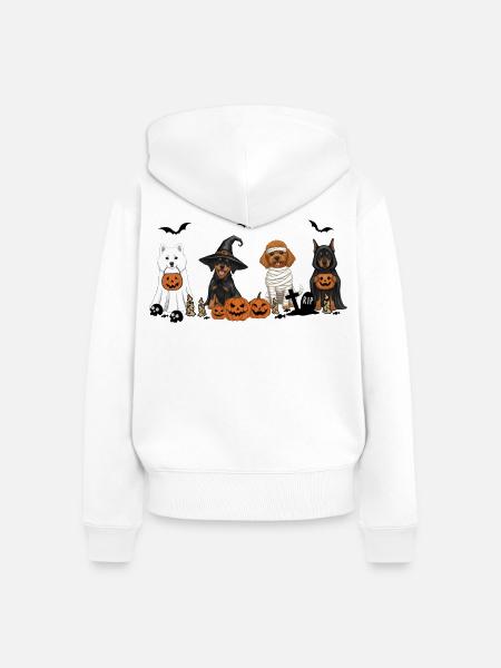 Hunde-Halloween - Frauen Premium Bio Zip Hoodie - Weiß