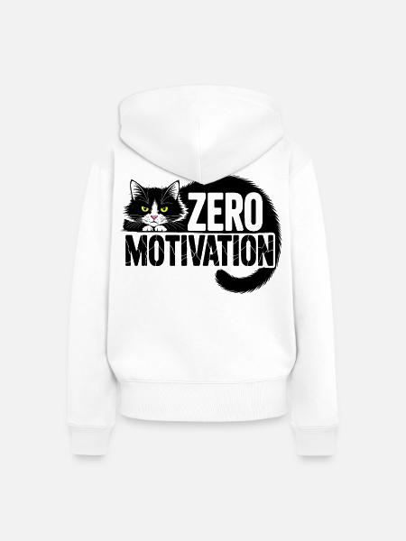 Null Motivation Katze - Frauen Premium Bio Zip Hoodie - Weiß