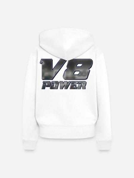 V8-Leistung - Frauen Premium Bio Zip Hoodie - Weiß