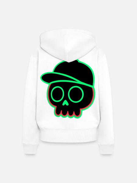 Neon Schädel Cap - Frauen Premium Bio Zip Hoodie - Weiß
