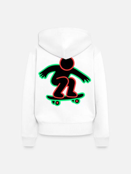 Neon Skateboarder Linienkunst - Frauen Premium Bio Zip Hoodie - Weiß