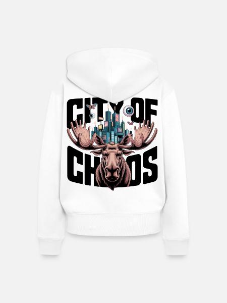 Moose City Skyline-Geweihe - Frauen Premium Bio Zip Hoodie - Weiß