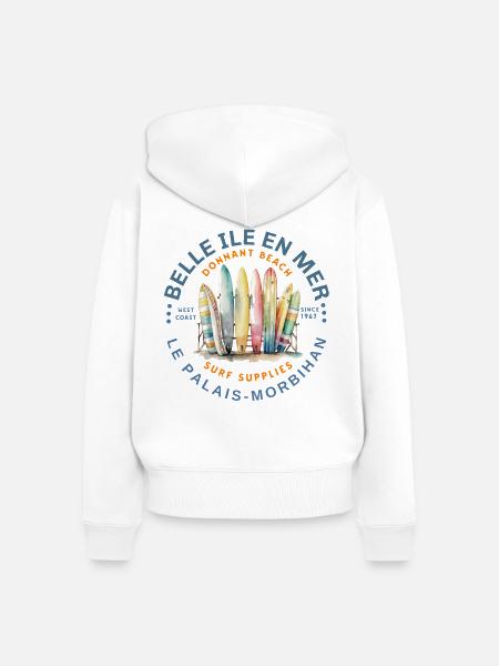 Surfen Belle Ile en Mer - Frauen Premium Bio Zip Hoodie - Weiß