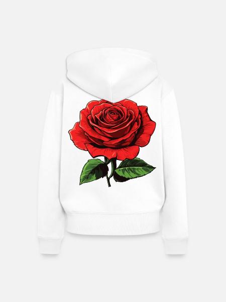 rote blume - rose - Frauen Premium Bio Zip Hoodie - Weiß