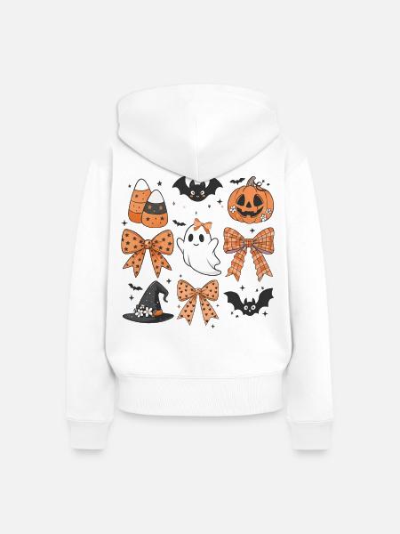 Halloween gruselig - Frauen Premium Bio Zip Hoodie - Weiß