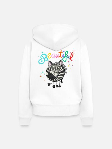 Zebra Beautiful - Frauen Premium Bio Zip Hoodie - Weiß