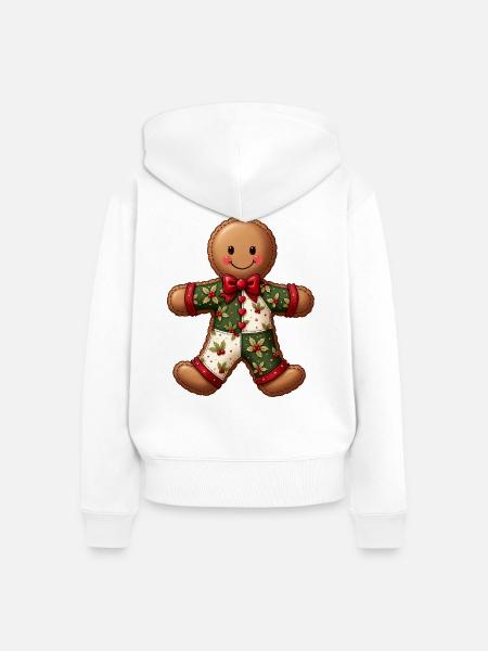 Gingerbread Weihnachtsmotiv Patchwork - Frauen Premium Bio Zip Hoodie - Weiß