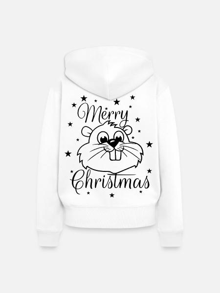 Eichhörnchen – Merry Christmas - Frauen Premium Bio Zip Hoodie - Weiß