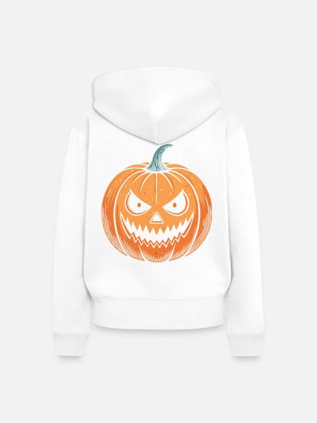 Kürbis schnappen Halloween - Frauen Premium Bio Zip Hoodie - Weiß