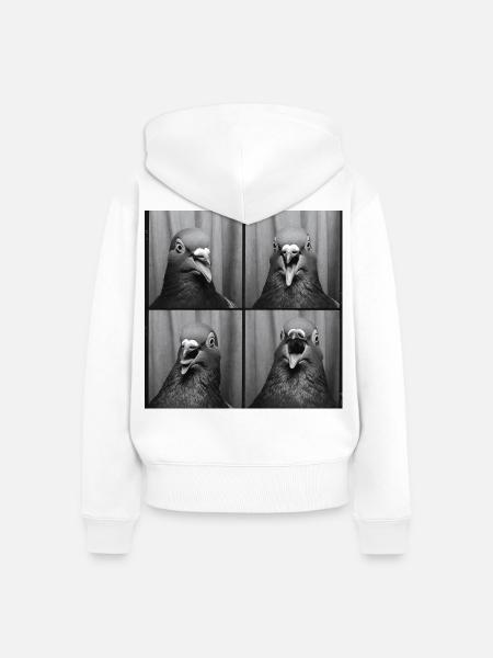 Lustig Taube Fotobox - Frauen Premium Bio Zip Hoodie - Weiß